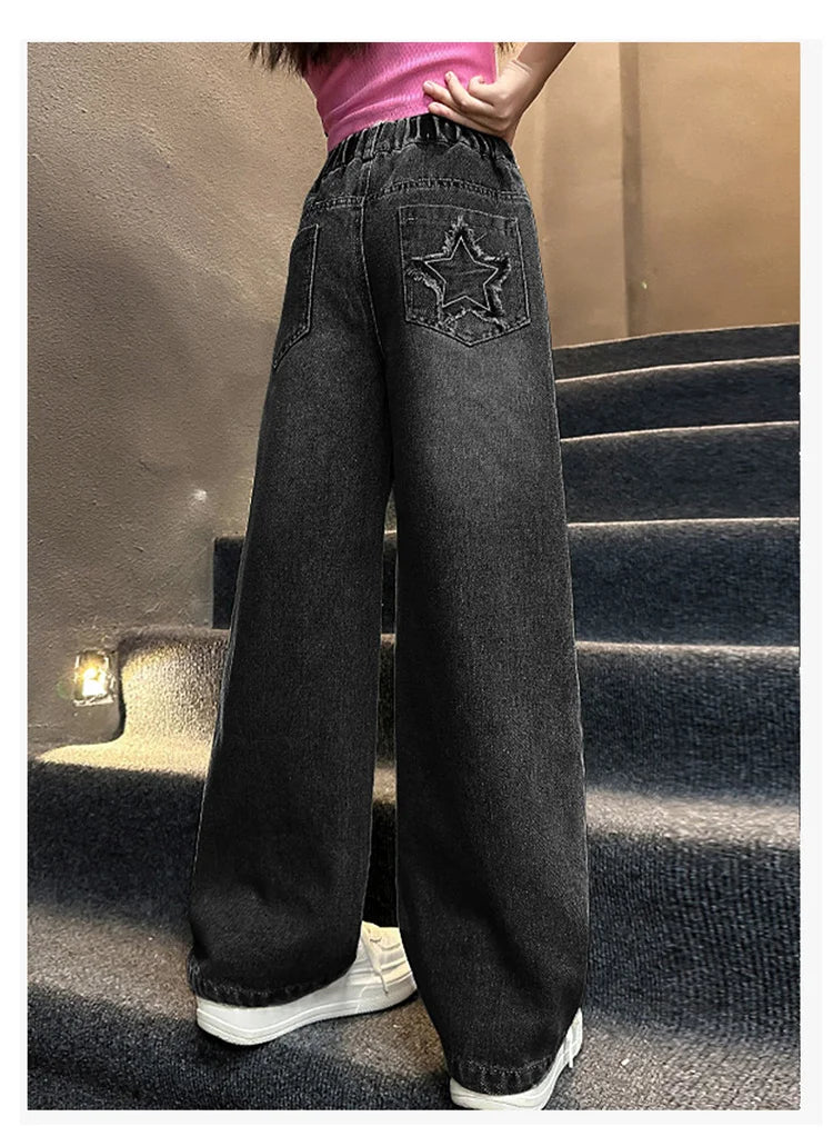 Korean Style Children Insulated Jeans for Girl Baby Warm and Thick Thermal Denim Pants for Girls Autumn Winter Trousers for Kids