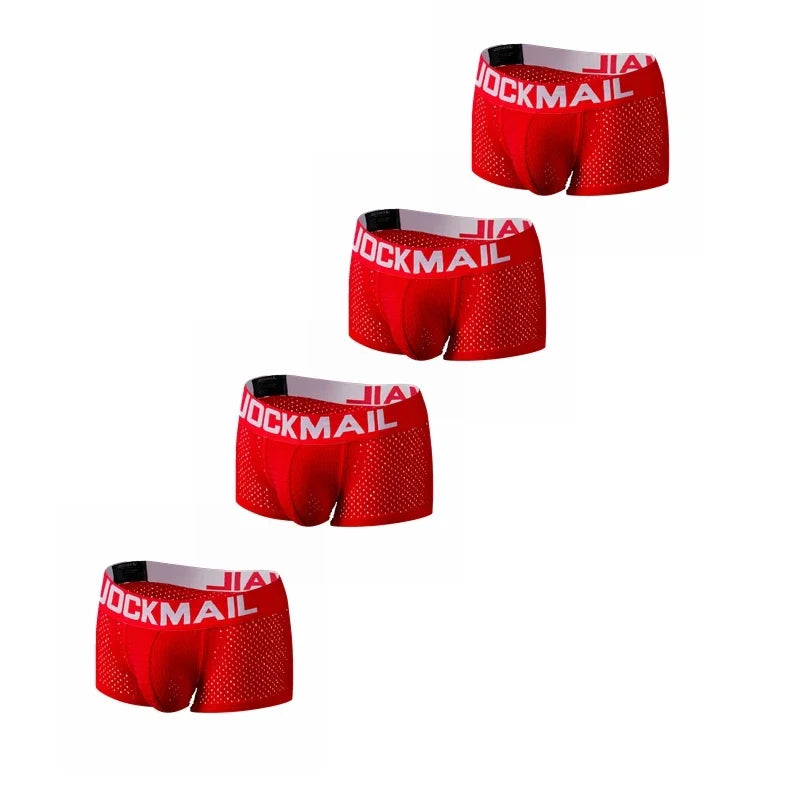JOCKMAIL 4PCS/Lot Boxer Men Mesh Breathable Boxershorts Men Underwear Shorts Panties Men Cuecas Boxer Underpants Calzoncillos