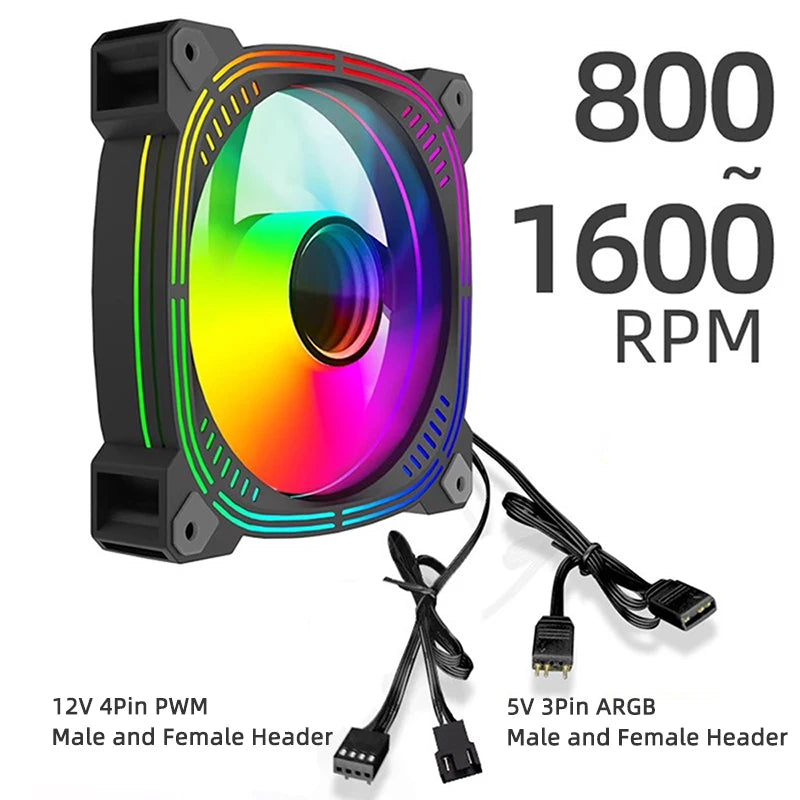 TEUCER Prism-2 1PCS/3PCS ARGB Case Fan, 120mm PWM 800-1600RPM 5V 3Pin RGB Gaming PC Cooling Fan