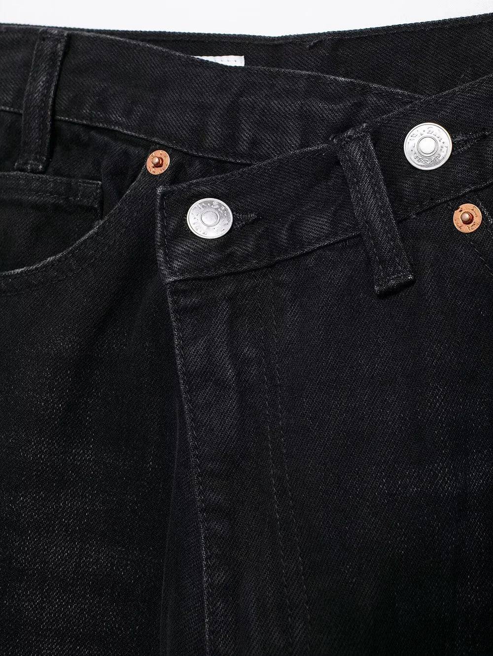 Women's Basic Hundred Jeans New Fashion Asymmetric Design High Waist Wide Leg Trousers Casual Women's Straight Leg Jeans