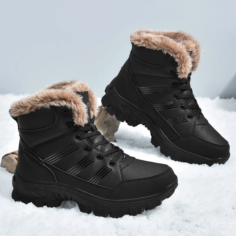 2024 New Winter men boots  Slippers Warm Men Shoes Waterproof Non-Slip Plush Sneakers Male  leather Boots Plus size  48