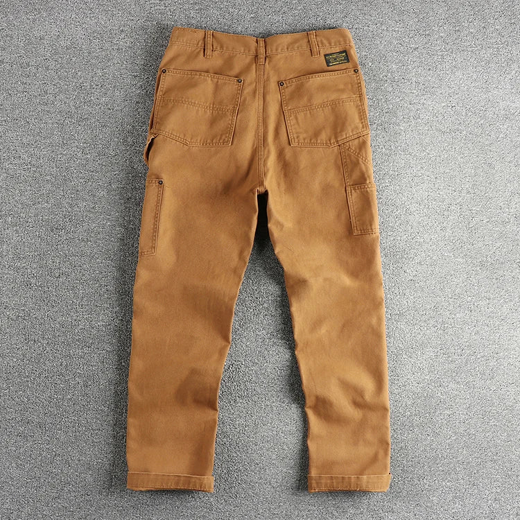 May Khaki heavy chunky overalls dyed blue striped straight trousers men's reproduction trend primary color pants