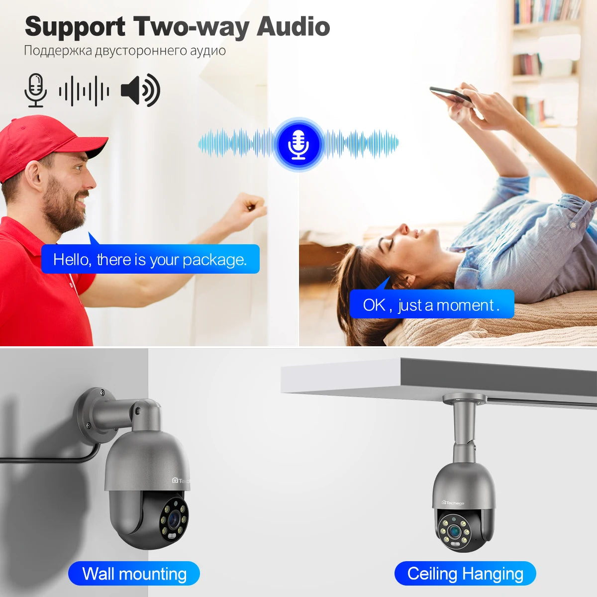 Techage UHD 4K 5MP 8MP IP Camera Red-Blue Light Alert Human Detection Night Vision PoE Security CCTV camera Protection Video