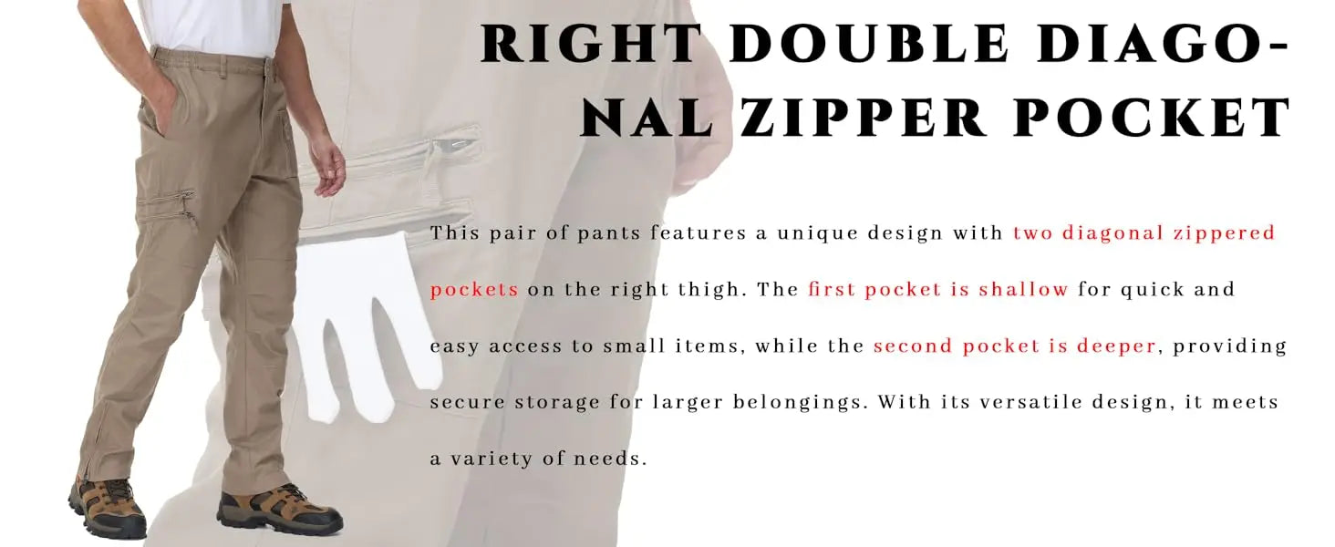 TACVASEN Safari Ripstops Multi-Pockets Work Pants Mens Outdoor Cargo Pants Spring Autumn Casual Cotton Hiking Combat Trousers