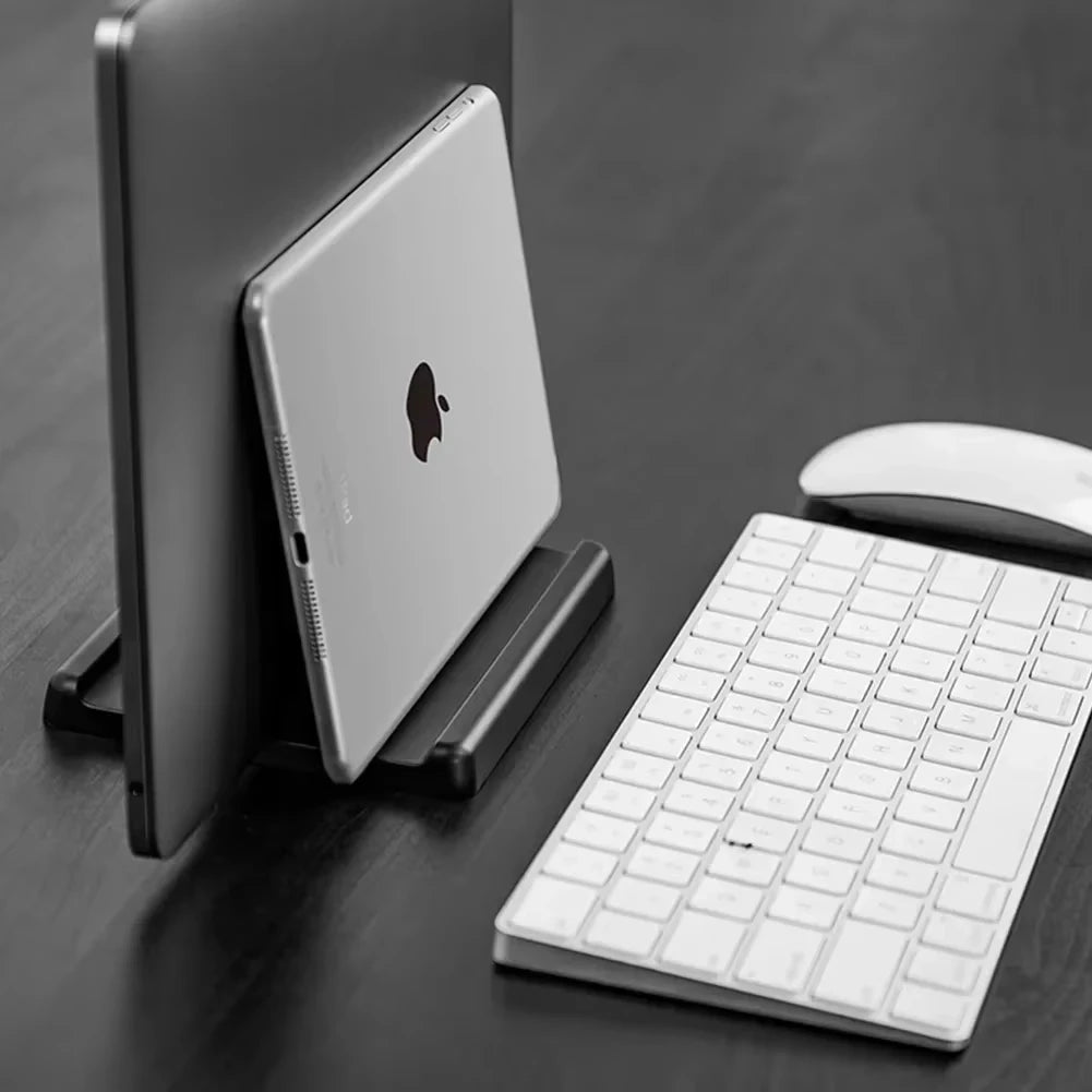 1pc Vertical Laptop Stand Adjustable Portable Tablet Phone Holder Plastic Desktop Laptop Storage Rack Space Save Accessory