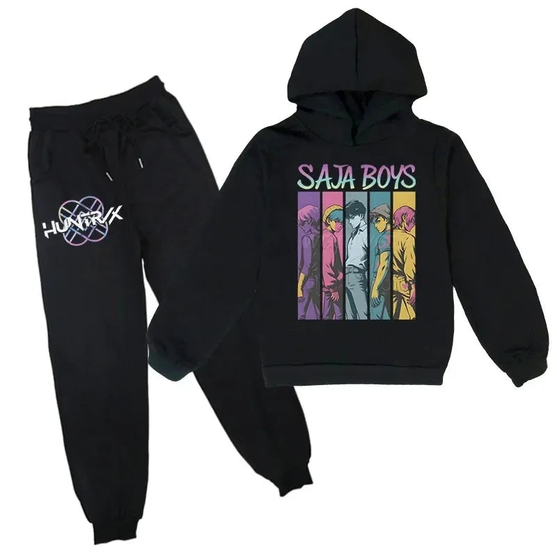 Children Hoodies Sets Kpop Demon Hunters Saja Boys Pullover Girls Boys Sweatshirts Anime Trucksuit Autumn Casual Kids Clothes