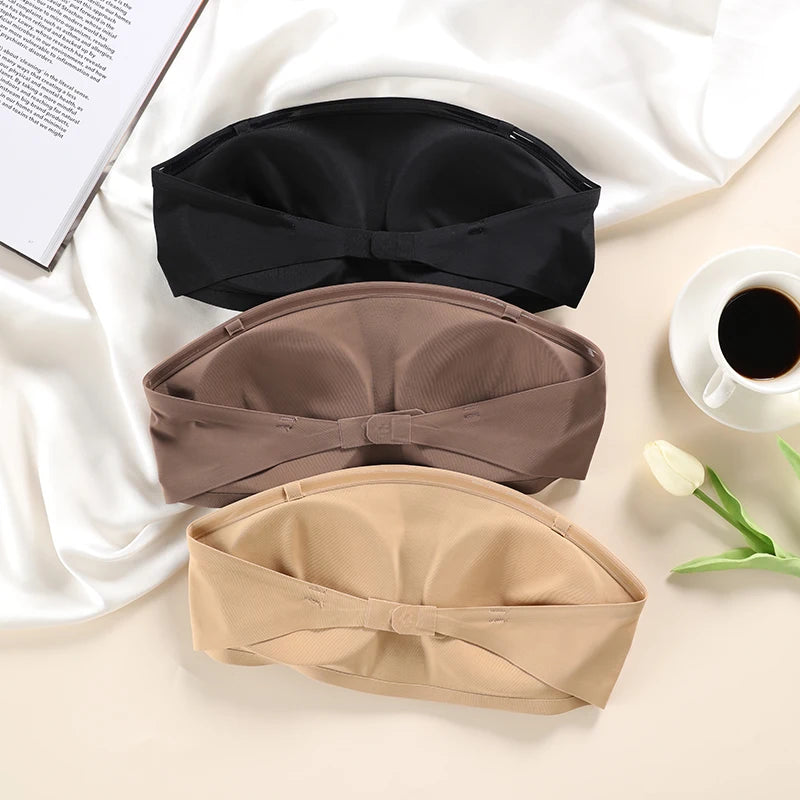 1Pc/3Pcs/Pack New Design Removable Padded Soft Ice Silk Traceless Women Wire Free Seamless Bra For Women Strapless Bra