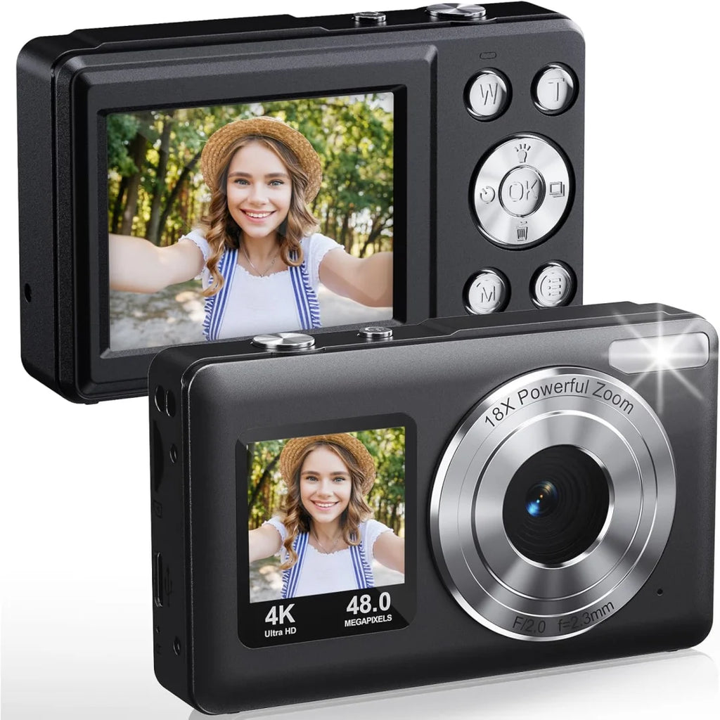 4K Digital Camera Dual Screen Kids Camera 48MP with Autofocus & 16X Zoom Selfie Camera For Teens Children Small Video Camera