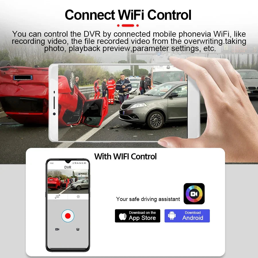 Dash Cam for cars 1080P Car DVR Video Recorder Dual car camera Front Inside View Camera Loop Recording WiFi Monitor Dashcam