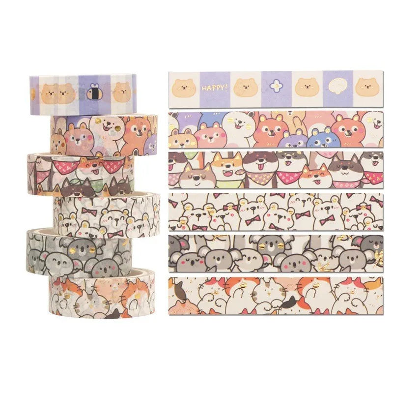 18 pcs/set Kawaii Animals Face Cartoon Washi Tape Set Masking Tapes Scrapbooking Diy Journal Stationery School Supplies Gift