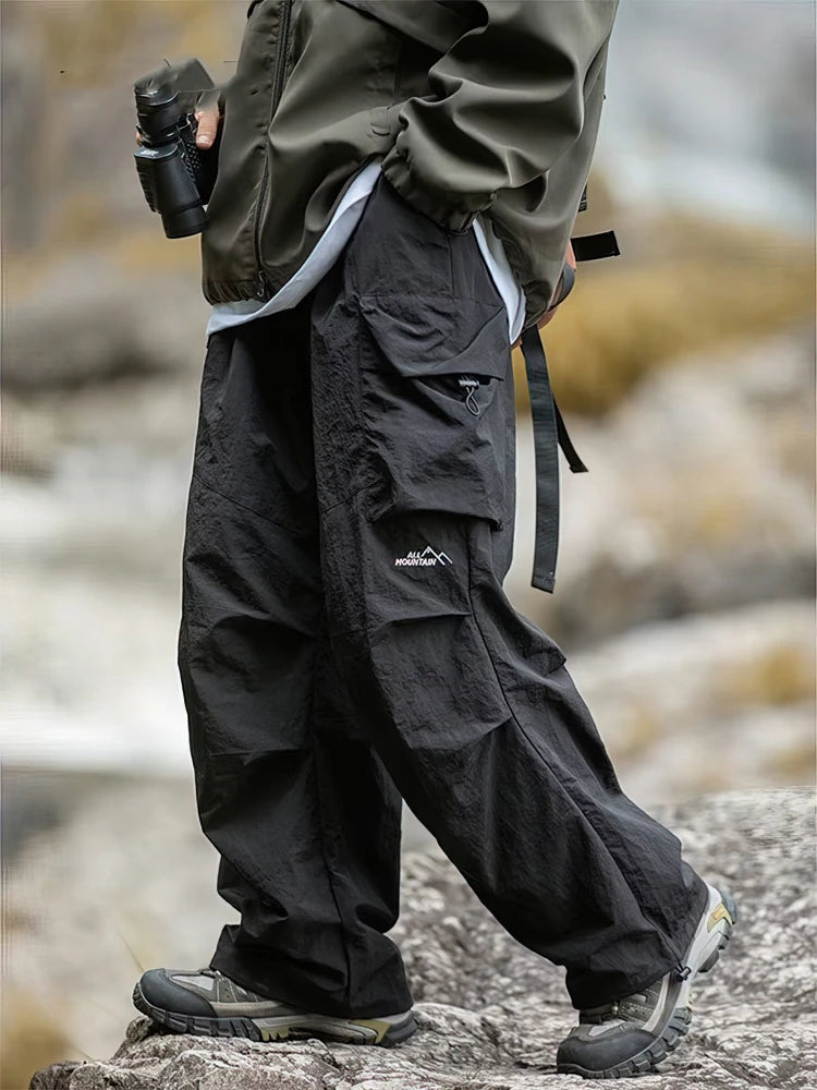 Vintage Baggy Hiking Cargo Pants Men Waterproof Casual Sport Jogging Sping Summer Parachute Pants Outdoor Wide leg Trousers