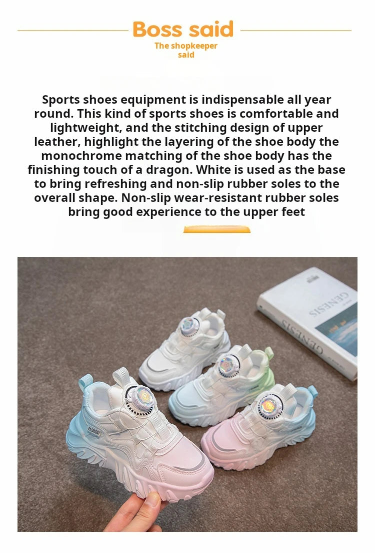 Autumn Leather Fashionable Sports and Leisure Shoes for Students, Anti Slip and Breathable Children's Shoes,Dad Shoes kids shoes