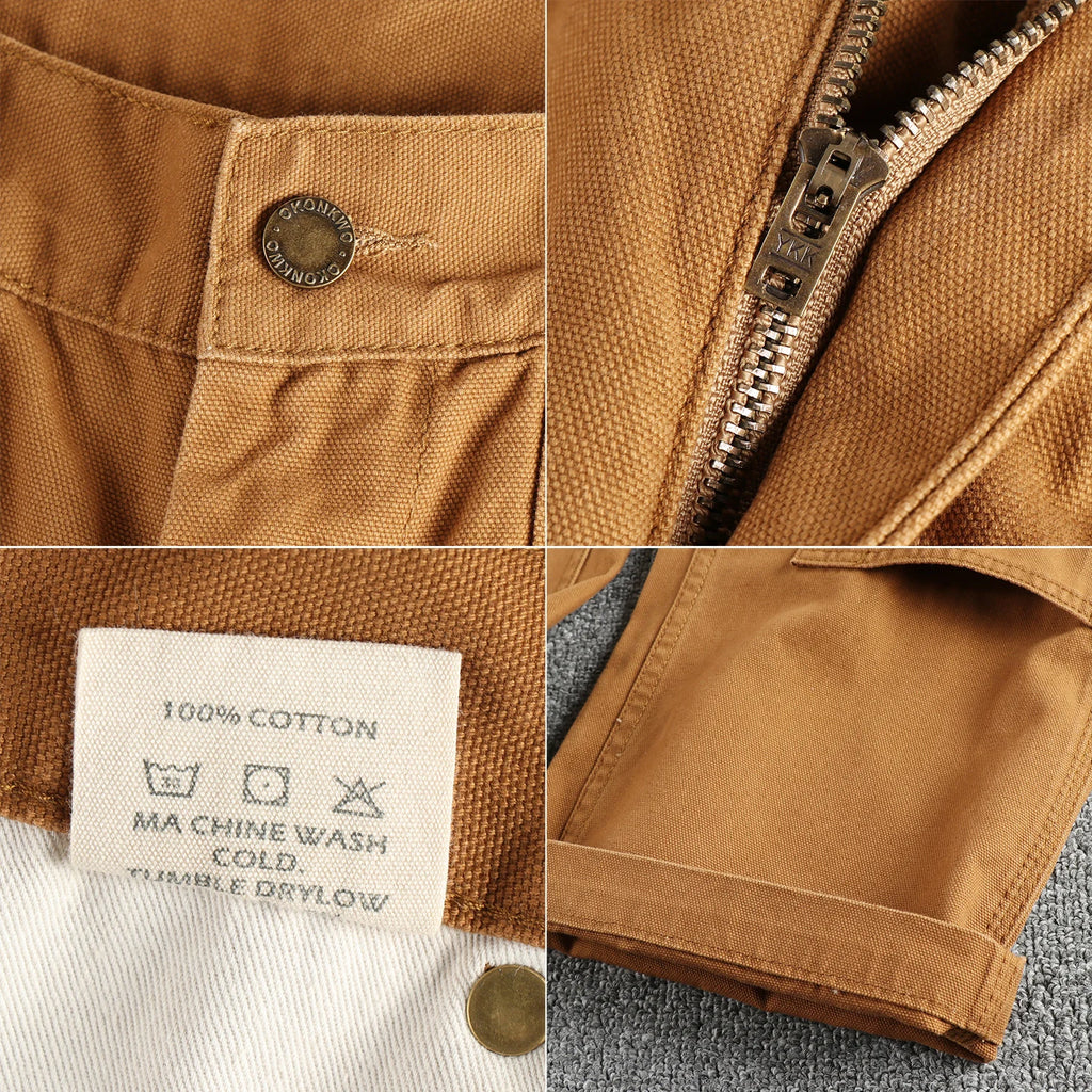 May Khaki heavy chunky overalls dyed blue striped straight trousers men's reproduction trend primary color pants