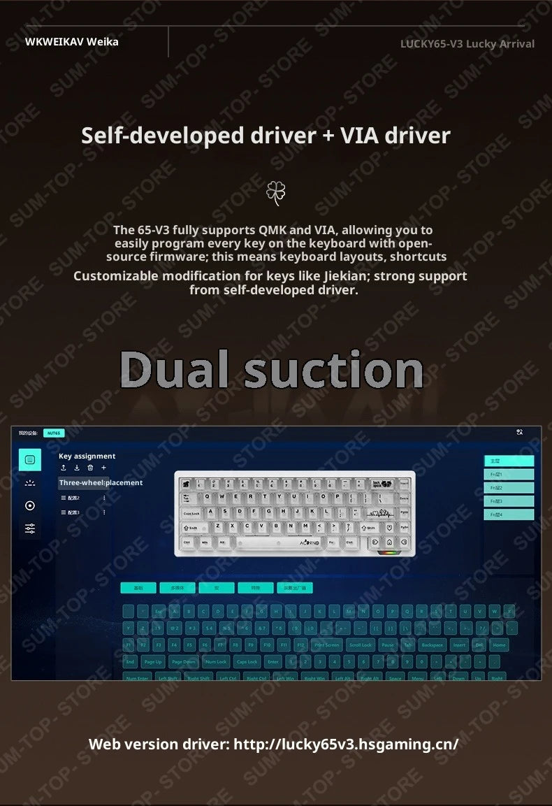 Weikav Lucky65 V3 Lucky65 V2 NUT65 Wireless Aluminum Mechanical Keyboard Kit 60% Bluetooth 2.4G Wired RGB Hotswap Gamer Keyboard