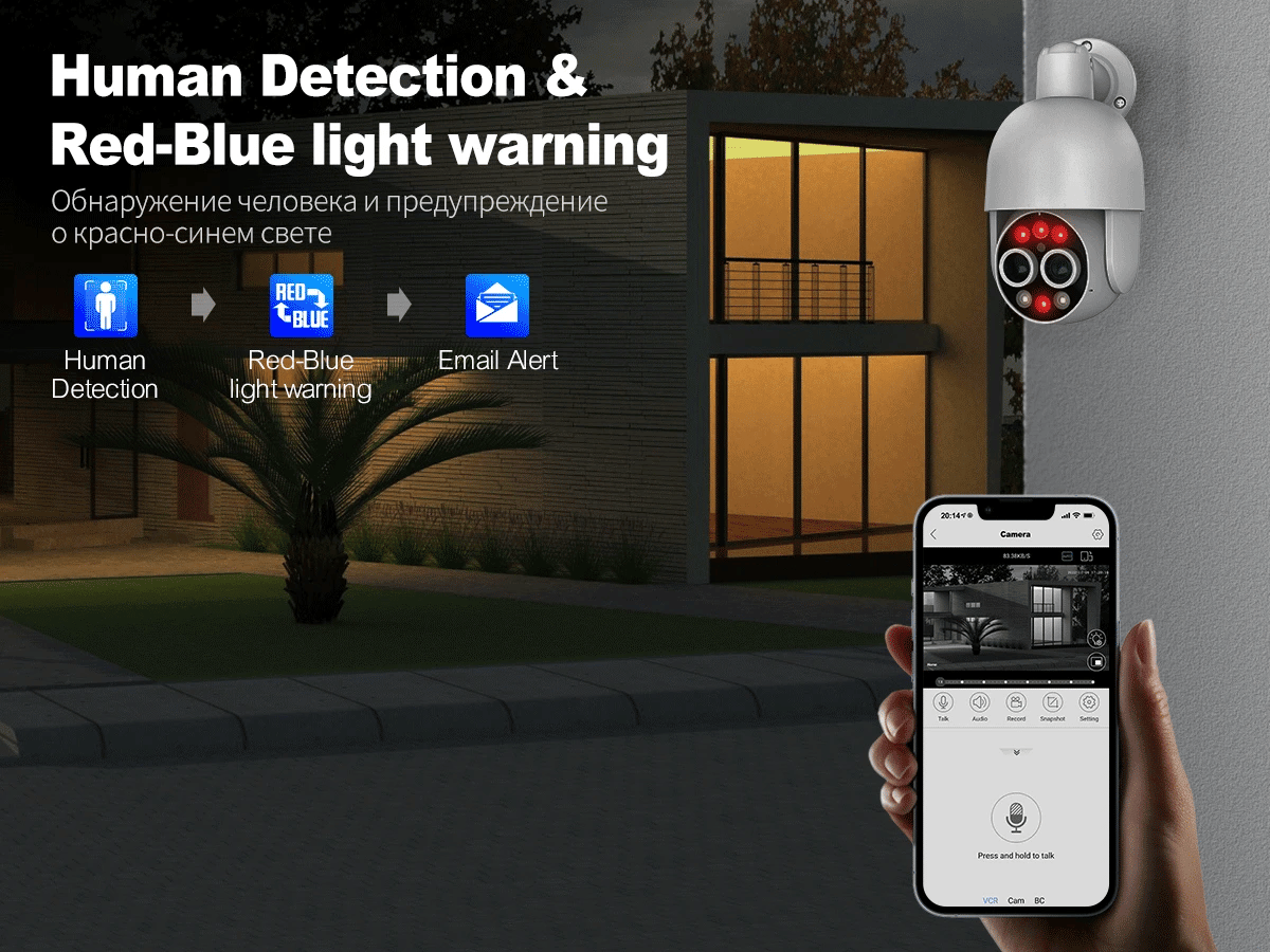 Techage HD 8MP POE IP Camera Outdoor Audio Dual Lens CCTV Video Smart AI Security Camera PTZ Security Surveillance System NVR