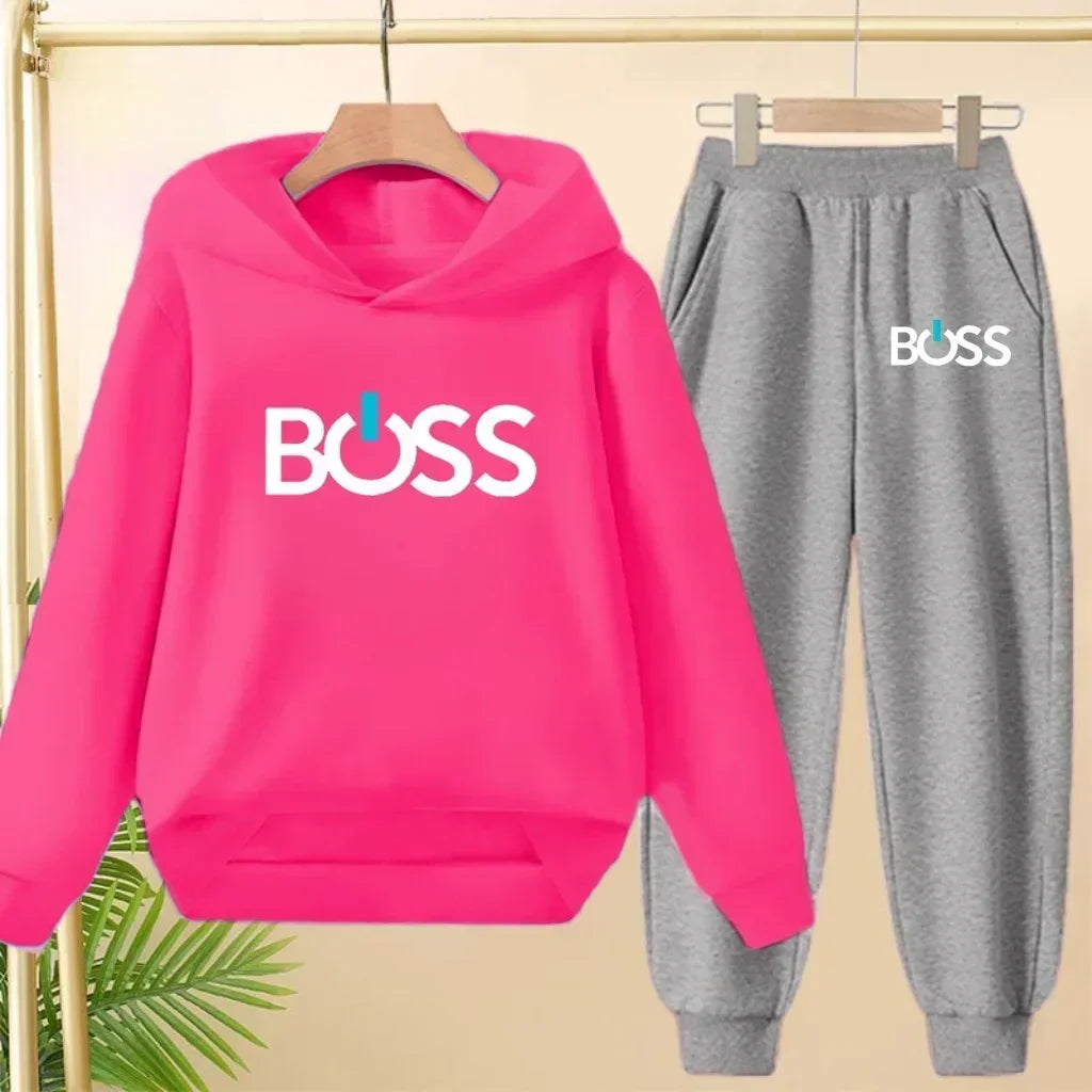 Spring Autumn Children Clothes Leisure Letter Print 2pcs Hoodie+Pants Tracksuits 3-13 Years Boys Girls Outfits Streetwears