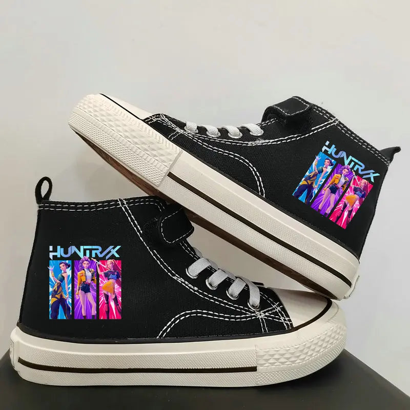 New Kpop Demon Hunter Children's Canvas Shoes Kids Sneakers Boys Girls Fashion Canvas Shoe Cartoon Print Breathable Casual Shoes