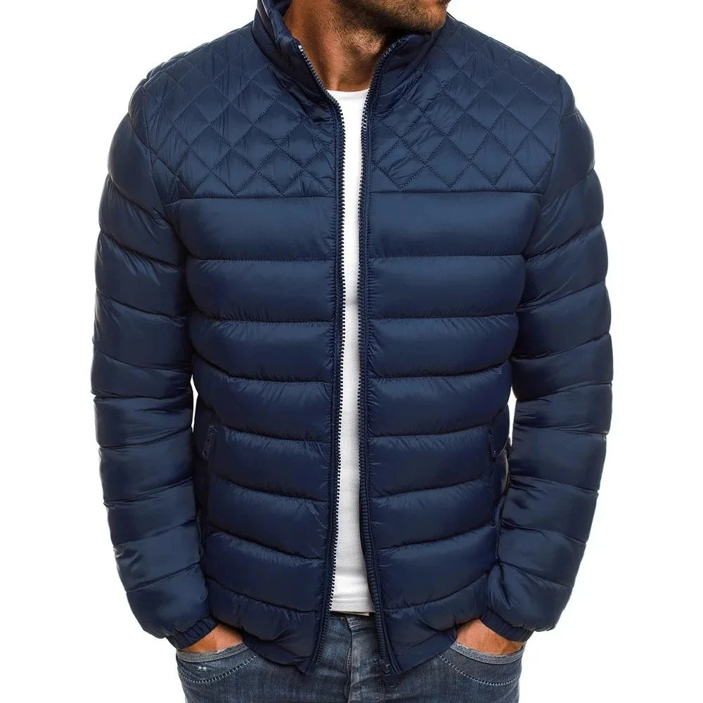 Men's Winter Solid Color Casual Men's Jacket Skiing Thick Street Clothing Fashion Zipper Warm Jacket