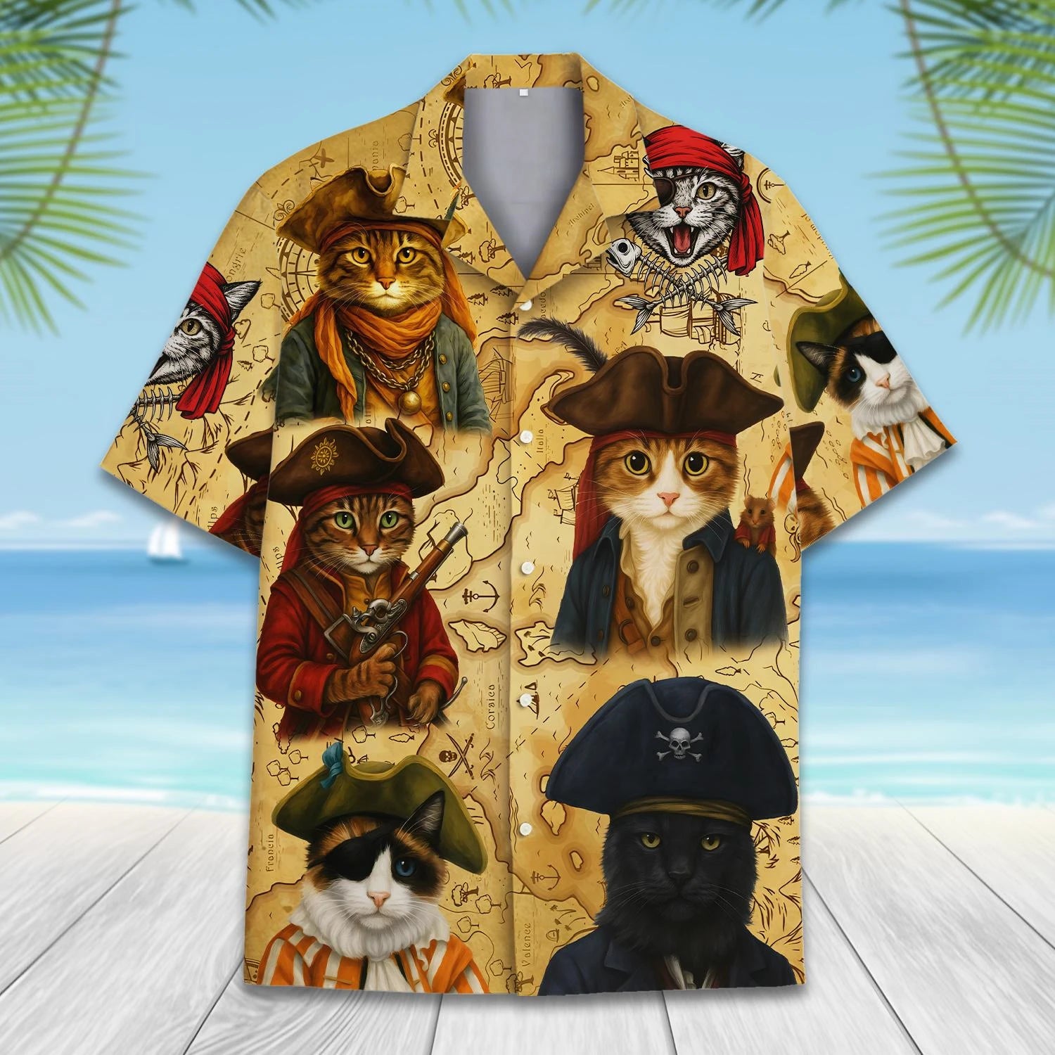 2025 Men's Hawaii Shirt 3D Printing Short Sleeve Western Cowboys Cat Casual For Men Shirts Clothes Harajuku Unisex Floral Blouse