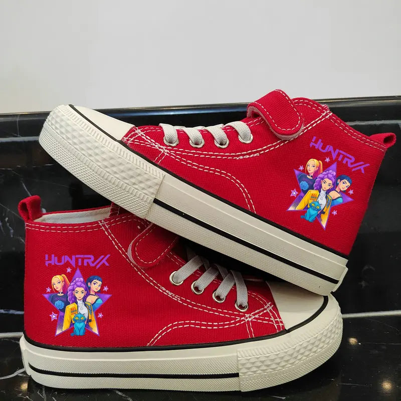 New Kpop Demon Hunter Children's Canvas Shoes Kids Sneakers Boys Girls Fashion Canvas Shoe Cartoon Print Breathable Casual Shoes