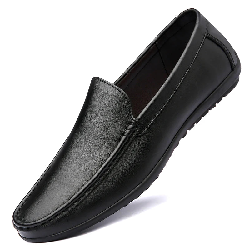 Men's Slip-on Shoes Men's Handmad Breathable Genuine Leather Dress Shoes Fashion Designer Classic Round Toe Soft Loafers mo-3275