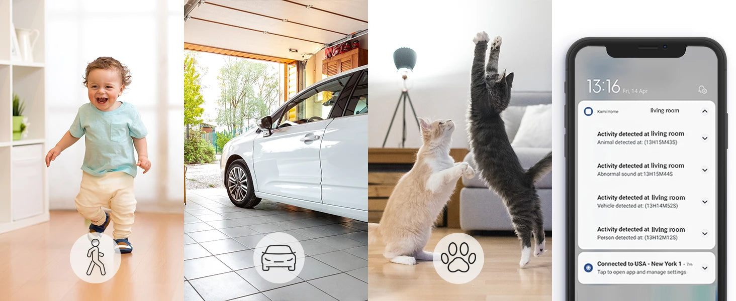 2K Security Camera Kit 1/2/4pcs YI Pro, Indoor Cameras with Smart Detection, Phone App for Baby Pet Monitoring