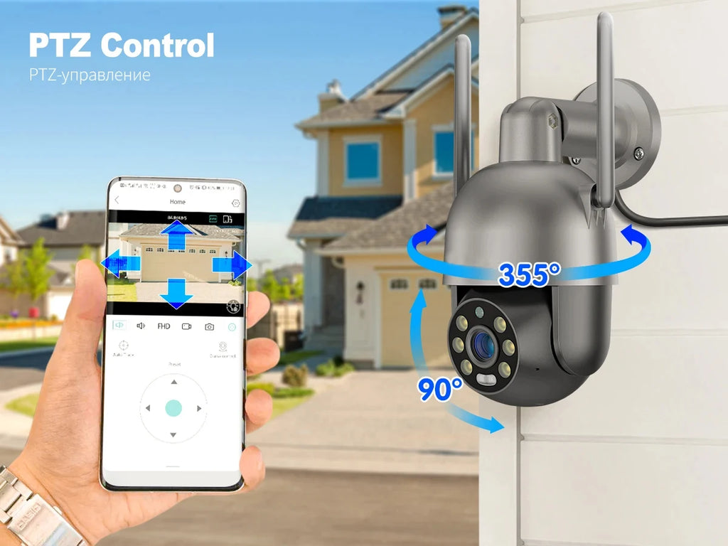 Techage 4MP PTZ WIFI IP Camera Two-Way Audio Outdoor Wireless CCTV Security Camera Smart AI Human Detection Color Night Vision