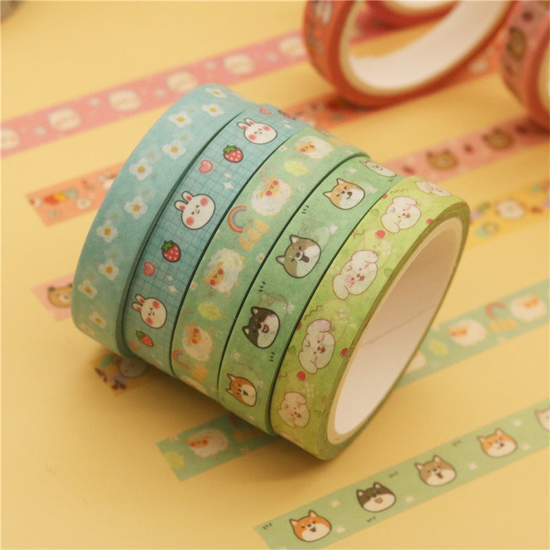 18 pcs/set Kawaii Animals Face Cartoon Washi Tape Set Masking Tapes Scrapbooking Diy Journal Stationery School Supplies Gift
