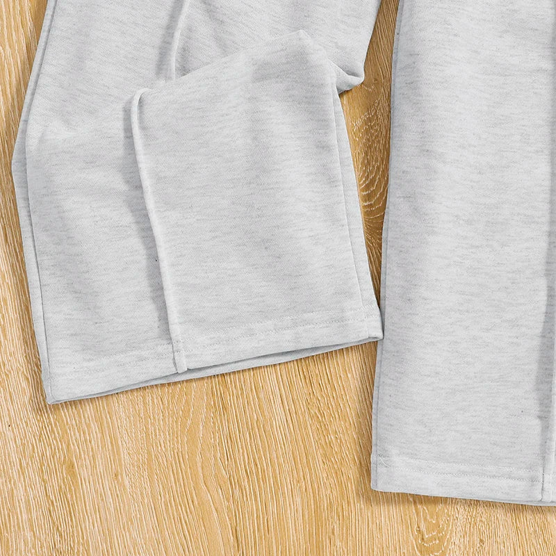 Spring Autumn Kids High Quality Clothes Sets For Girls Solid Color Cropped Top And trousers Brief Causal Style Loose Comfortable