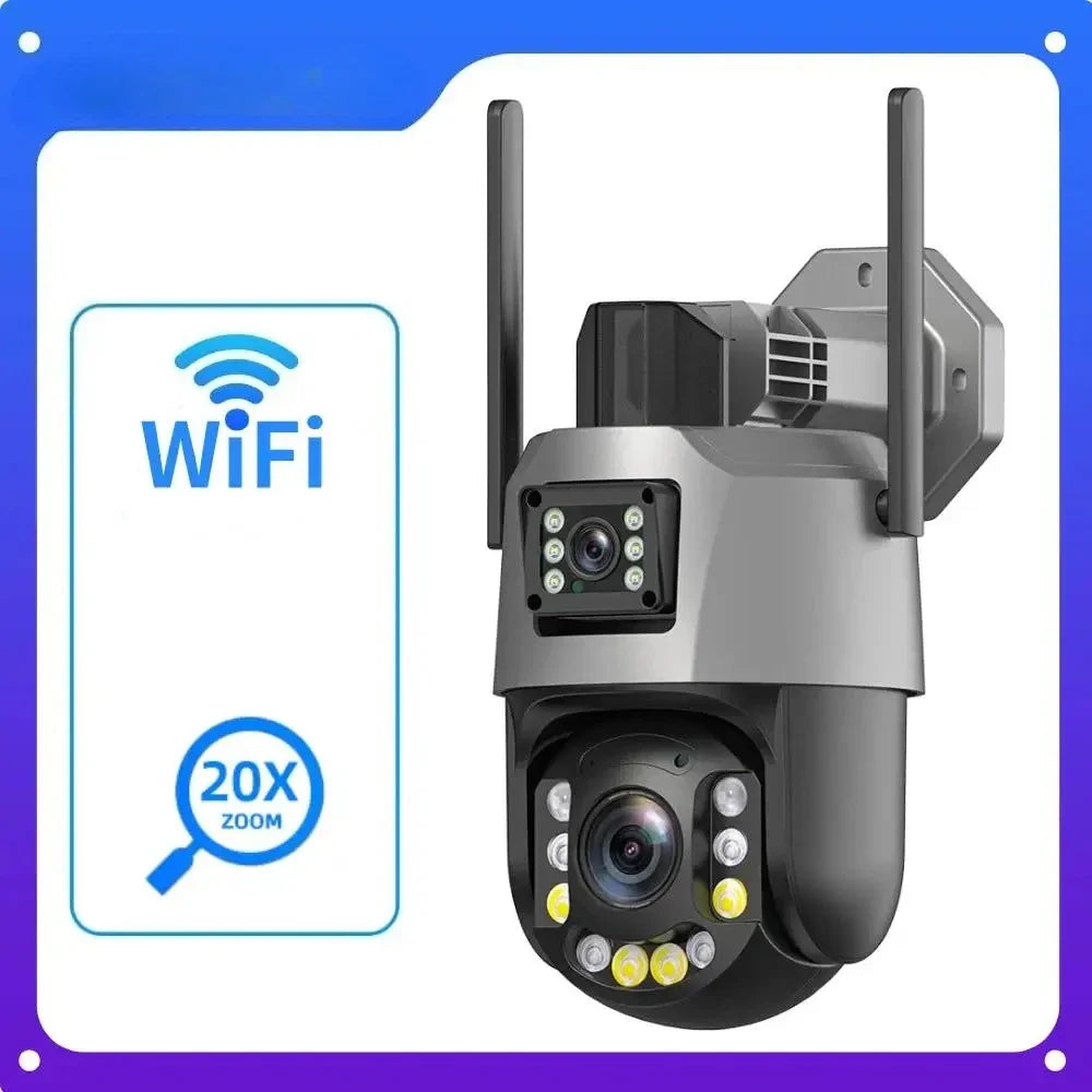 8MP 50X Zoom PTZ Camera Wifi Dual Lens 4K 20X Outdoor Surveillance Camera 393ft Ultra Long IR Vision Distance ONVIF Security