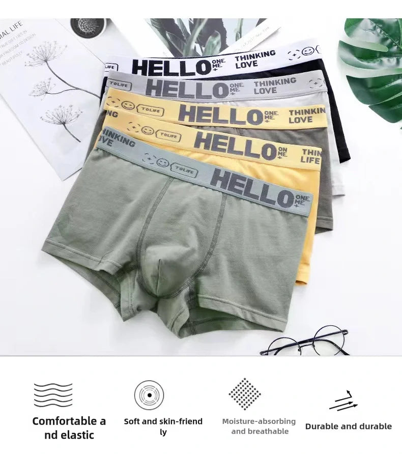 1-5PCS men's underwear mid-waist breathable and comfortable teenage boxer men's underwear