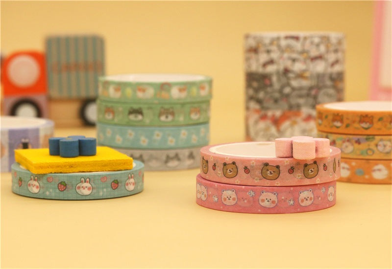 18 pcs/set Kawaii Animals Face Cartoon Washi Tape Set Masking Tapes Scrapbooking Diy Journal Stationery School Supplies Gift