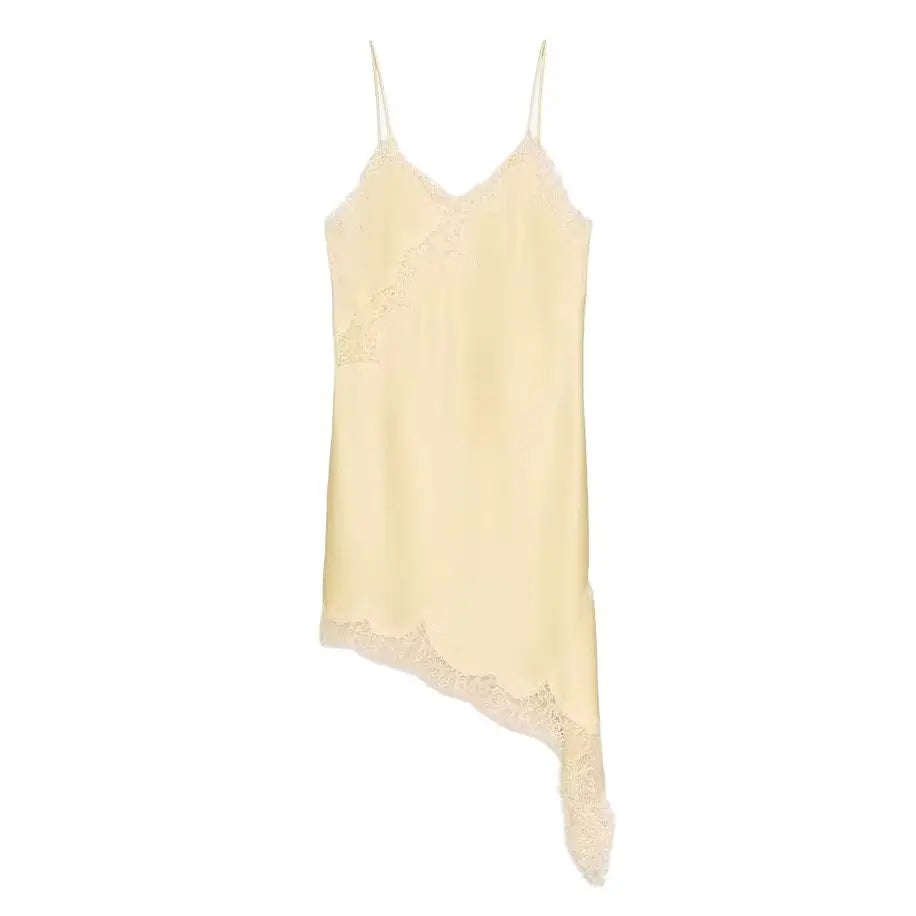 UNIZERA Women's Lace Asymmetrical Dress Sexy Suspender Summer 2025 New Temperament Fashionable