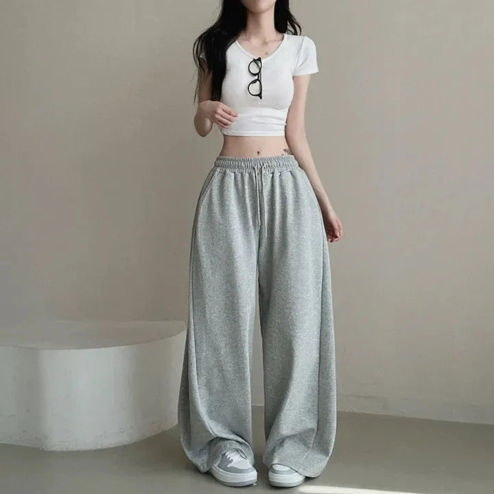 Women Bf Hip Hop Y2k Drawstring Printing Sweatpants Women Fashion Streetwear Sports Trousers Loose Casual Wide Leg Pants