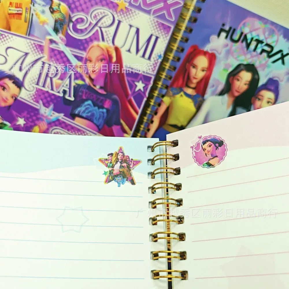 2026 New Kpop Demon Hunters Huntrix Saja Notebook Rumi Mira Zoey Anime Stationery Supplies Back To School Gifts 15*20.2cm