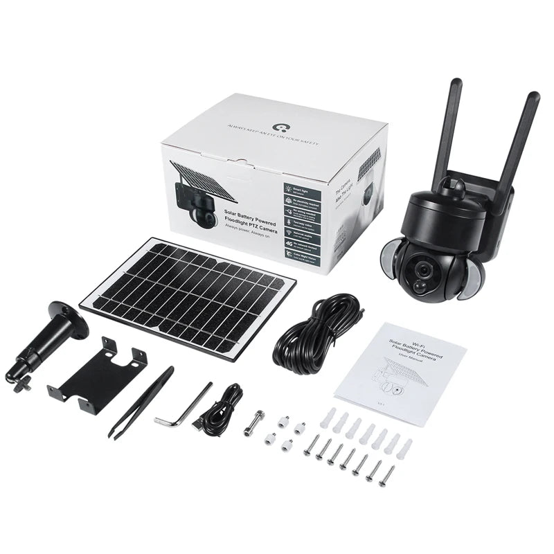 SHIWOJIA 4MP WIFI Solar Camera 4G Sim Card PIR Human Detection Solar Battery Security Camera CCTV Video Surveillance Outdoor Cam