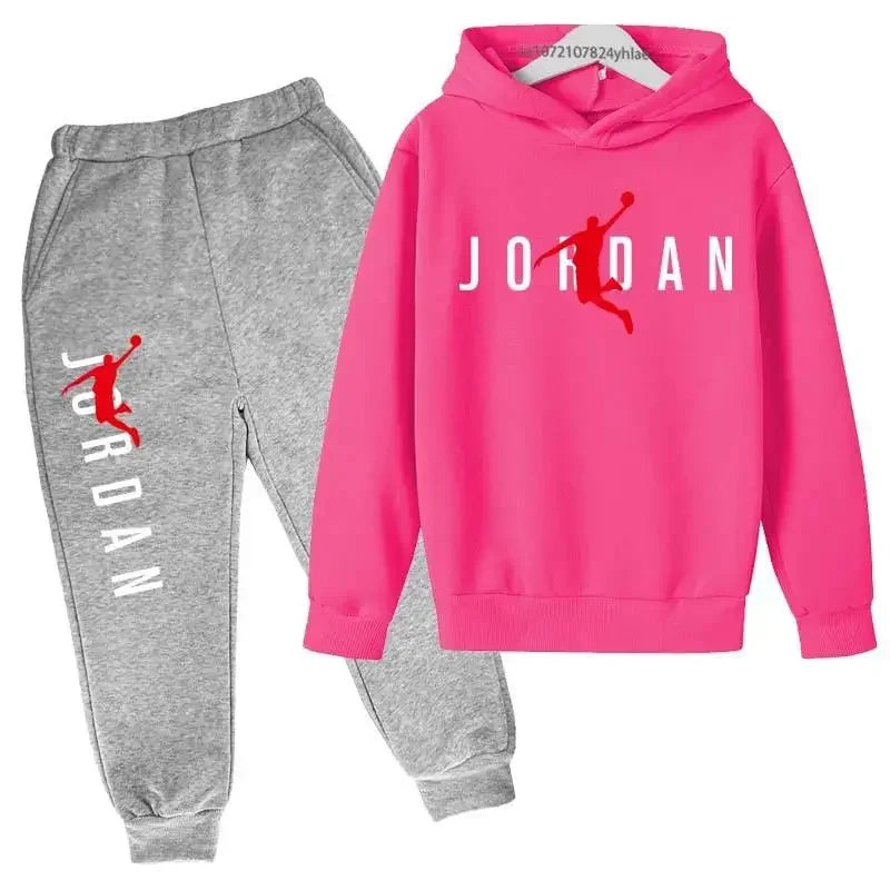 Kids 2pcs Hoodie Pants Tracksuit Set Letter Print Leisure Streetwear Spring Autumn Clothing for Boys And Girls 3-13 Years