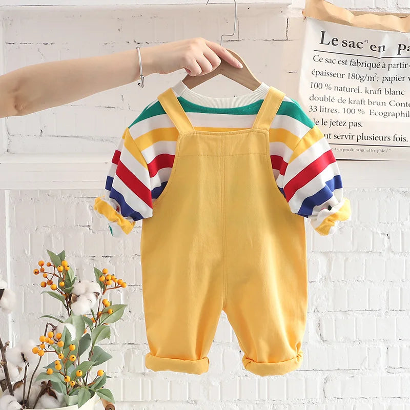 New Spring Autumn Baby Boys Clothes Suit Children Girls T-Shirt Overalls 2Pcs/Set Toddler Casual Cotton Costume Kids Tracksuits