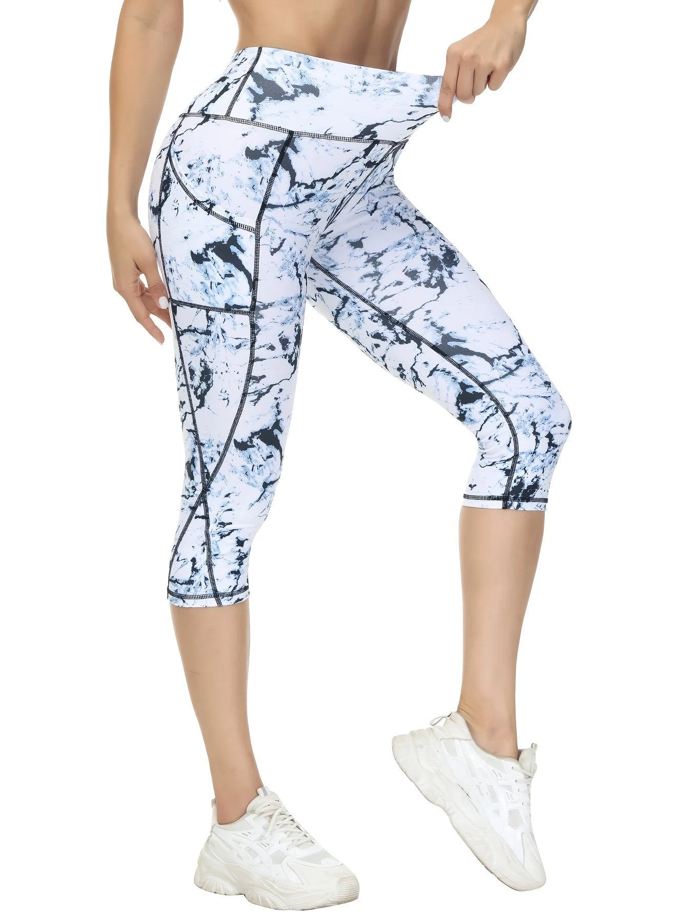 3pack Women's High Waisted Yoga Capris with Pockets Tummy Control Workout Sports Running Capri Leggings