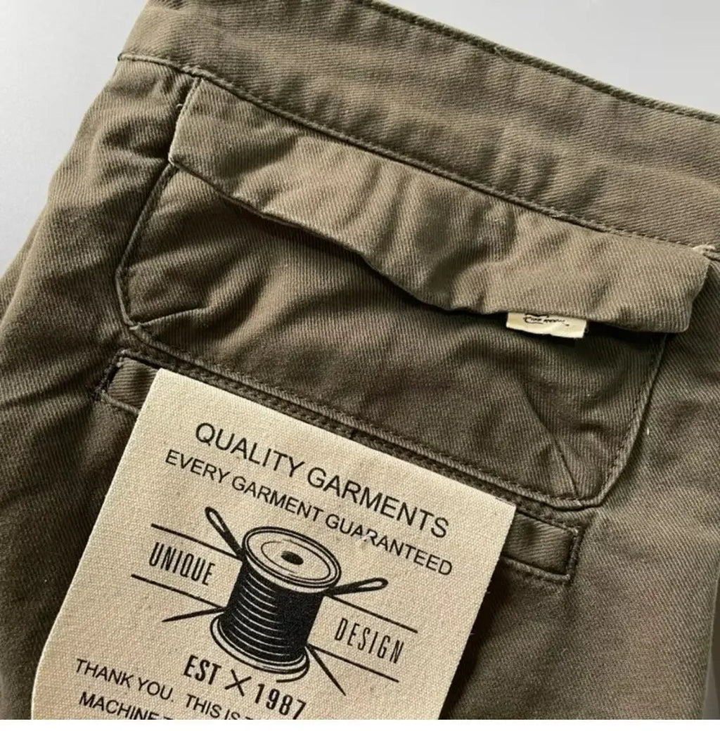 American Style Pure Cotton Heavy Duty Cargo Pants for Men Anti-Dirt Anti-Wear Loose Straight Leg Casual Pants Footwear