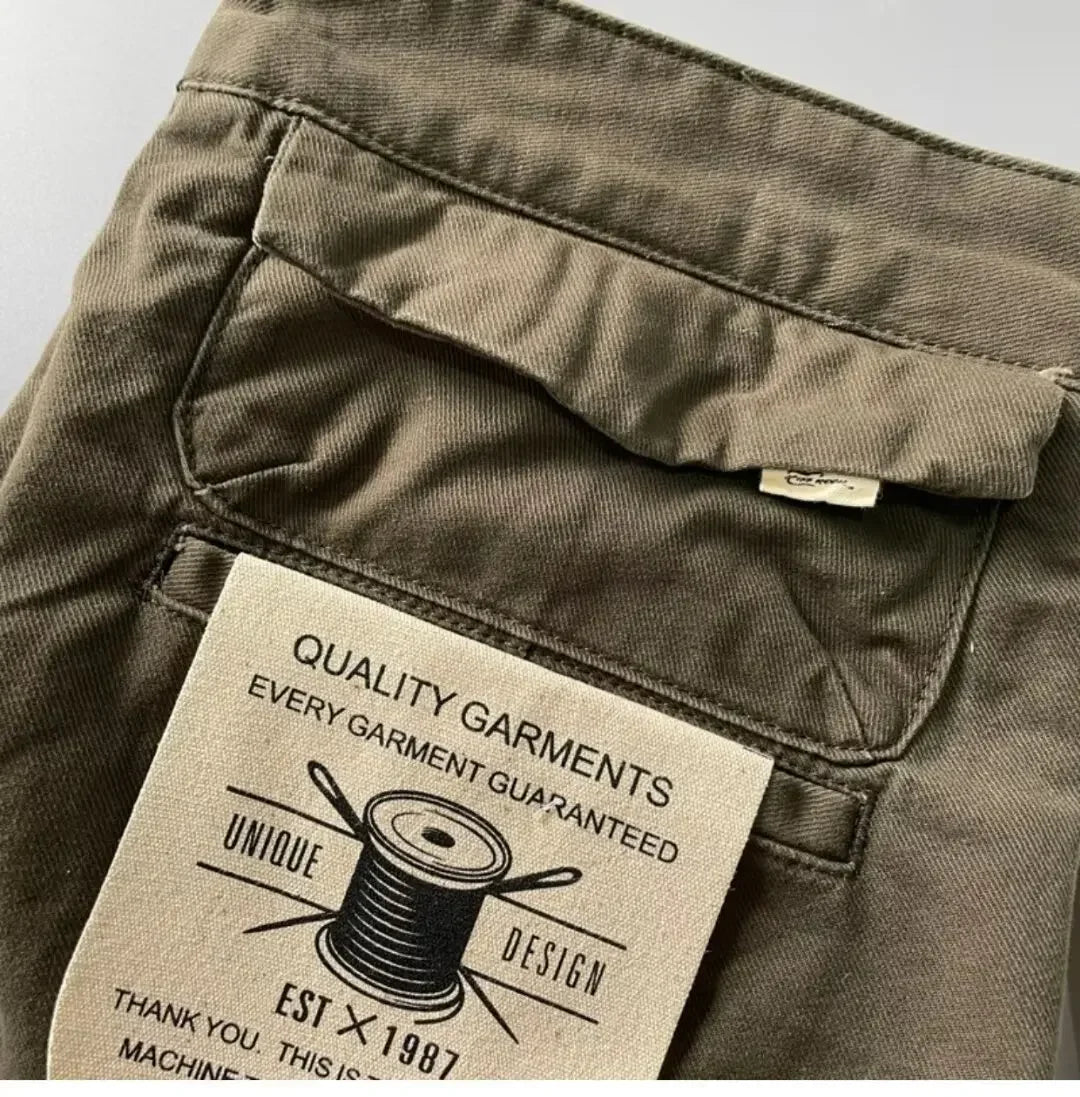 American Style Pure Cotton Heavy Duty Cargo Pants for Men Anti-Dirt Anti-Wear Loose Straight Leg Casual Pants Footwear