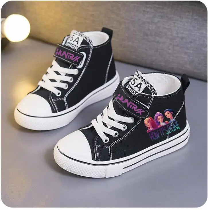 New KPop Demon Hunters Rumi Children's Canvas Shoes For Girls Boys High Top Shoes  Kids Sneakers Casual Tennis Shoes 23-36 Size