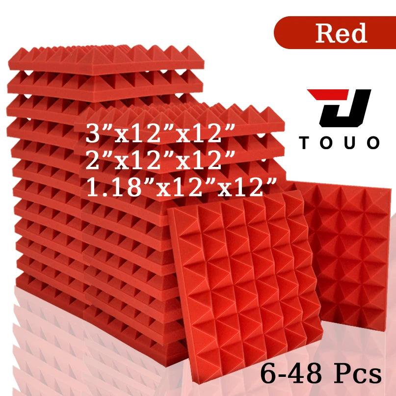 TOUO Acoustic Foam 6-48 Pcs Sound Proof Wall Panels High Density Studio Sound Absorbing Material Acoustic Foam Home Decoration