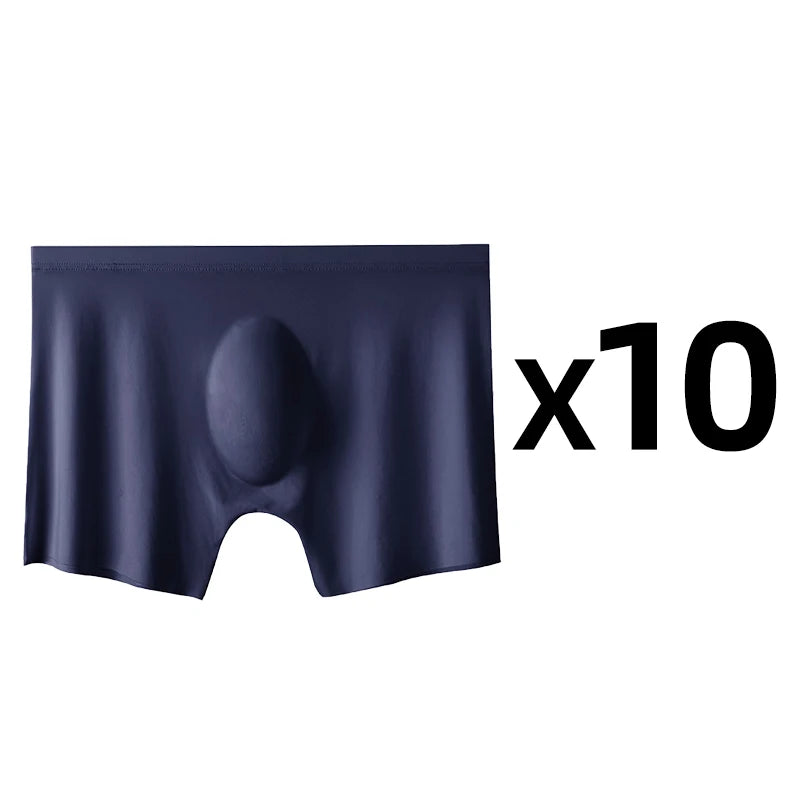 10 Pcs/Lot Men's Summer Ice Silk Boxers Briefs Seamless Underwear Lingerie Underpants Shorts Ultra-thin Breathable Sexy Panties