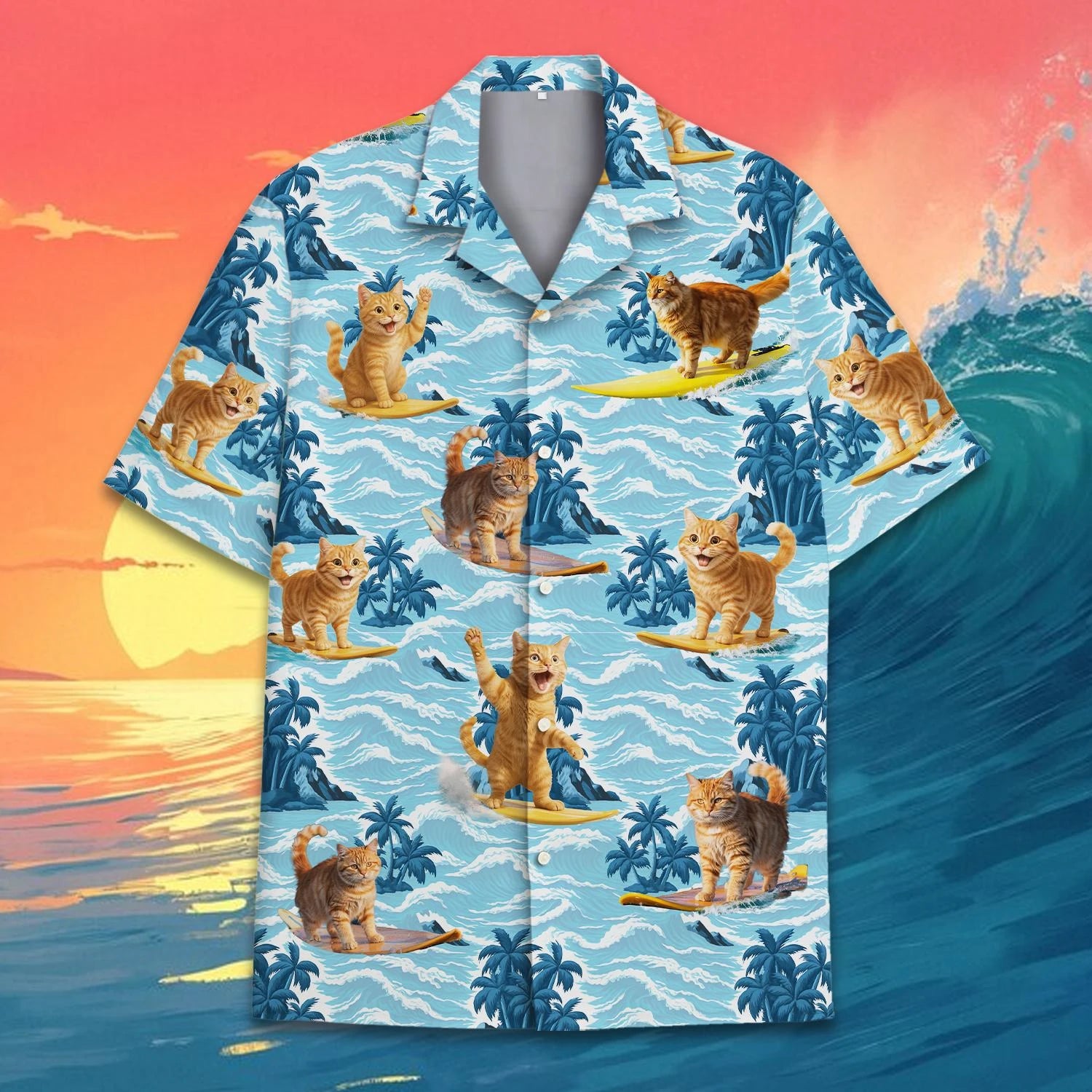 2025 Men's Hawaii Shirt 3D Printing Short Sleeve Western Cowboys Cat Casual For Men Shirts Clothes Harajuku Unisex Floral Blouse