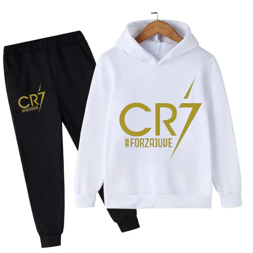 3-12 Years Kid's Clothes Hoodie +Pants Suit 2pcs Set Boy Tracksuit Spring Autumn Sweatshirt Set Football CR7 Children Sportsuit