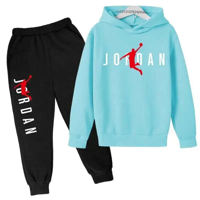 Kids 2pcs Hoodie Pants Tracksuit Set Letter Print Leisure Streetwear Spring Autumn Clothing for Boys And Girls 3-13 Years