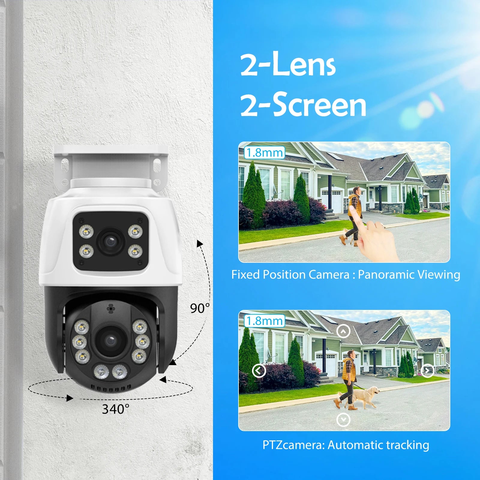 XMEYE 6MP POE PTZ Dual Lens IP CCTV Camera Video Surveillance Security Outdoor Two Way Audio Street ONVIF Full Color Auto Track