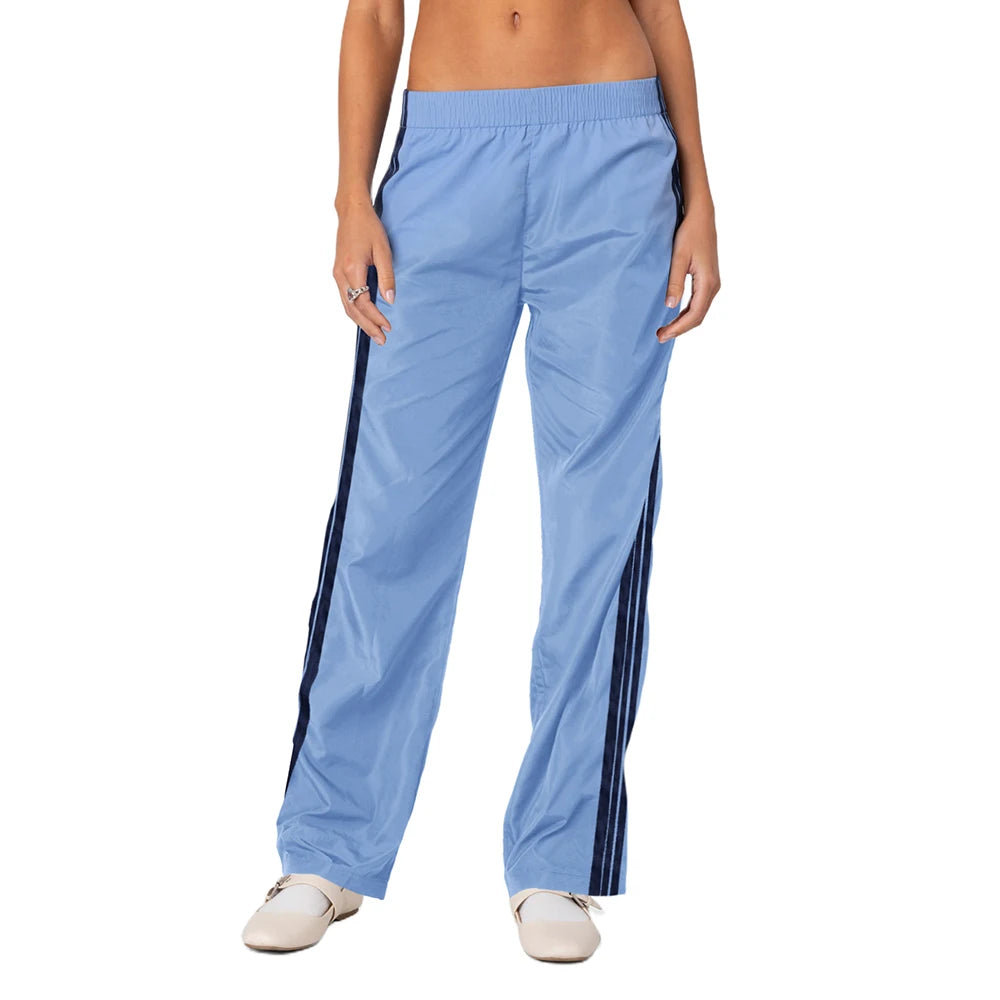 New Versatile Women's Pants Summer Streetwear Basic Straight Loose Casual Slim Trousers Lady Solid Simple Fashion Striped Pants