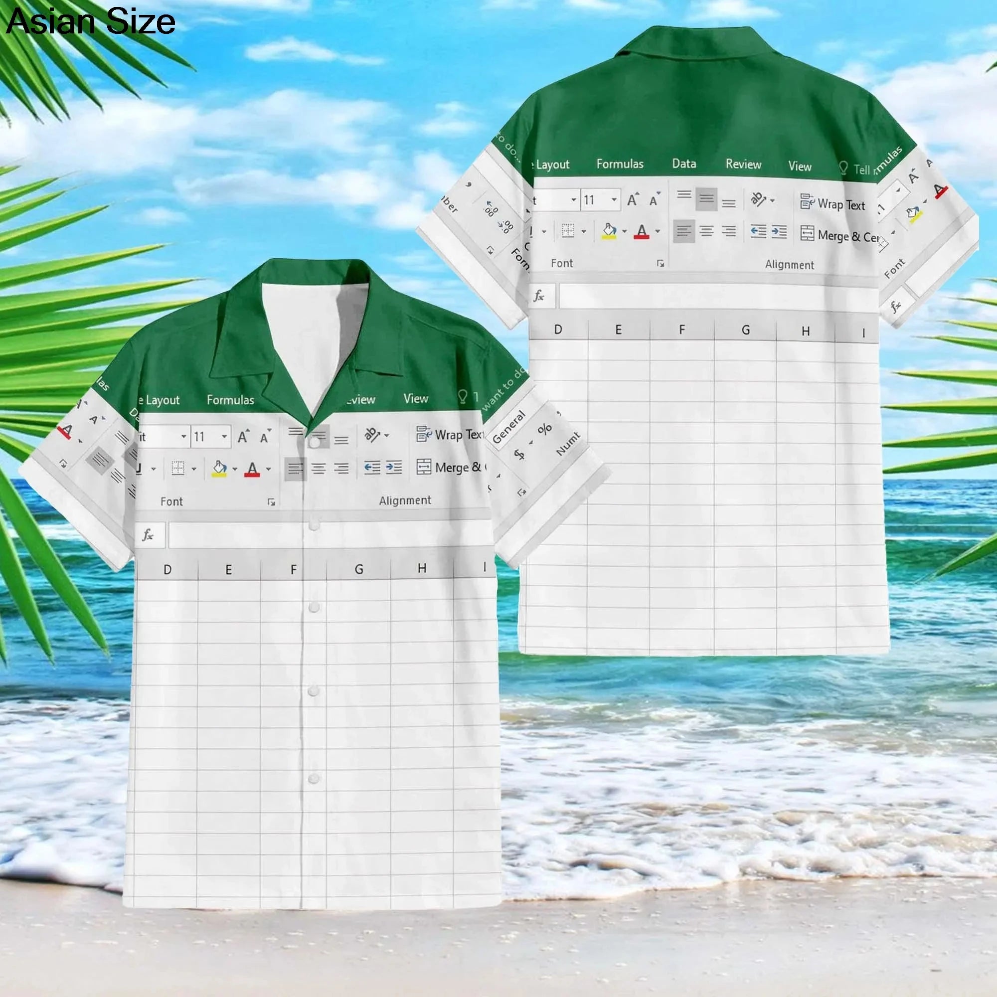 Excel Hawaiian Shirt Men's Fashion Shirt Spreadsheet Software Design Print T-shirts 2025 Vacation Style Y2K Summer Shirts